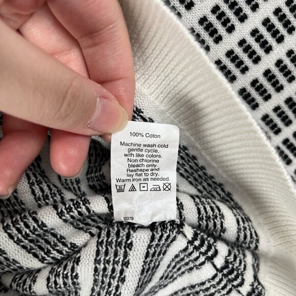 J Crew Factory Dot Dash Pullover Womens Small White Black 3/4 Sleeve Preppy Twee - Picture 9 of 9